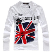 Men's T-shirt Sets V-neck Solid  Long Sleeve Cotton spandex