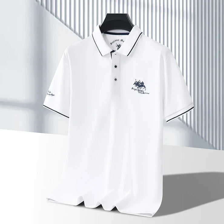 Men's Business Casual Short Sleeved Embroidered Polo Shirt
