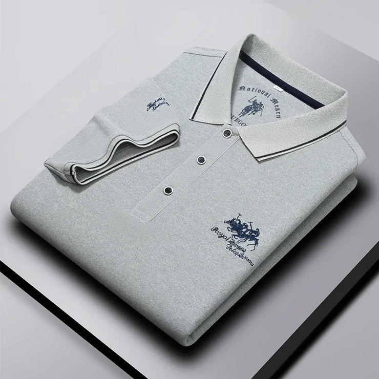 Men's Business Casual Short Sleeved Embroidered Polo Shirt