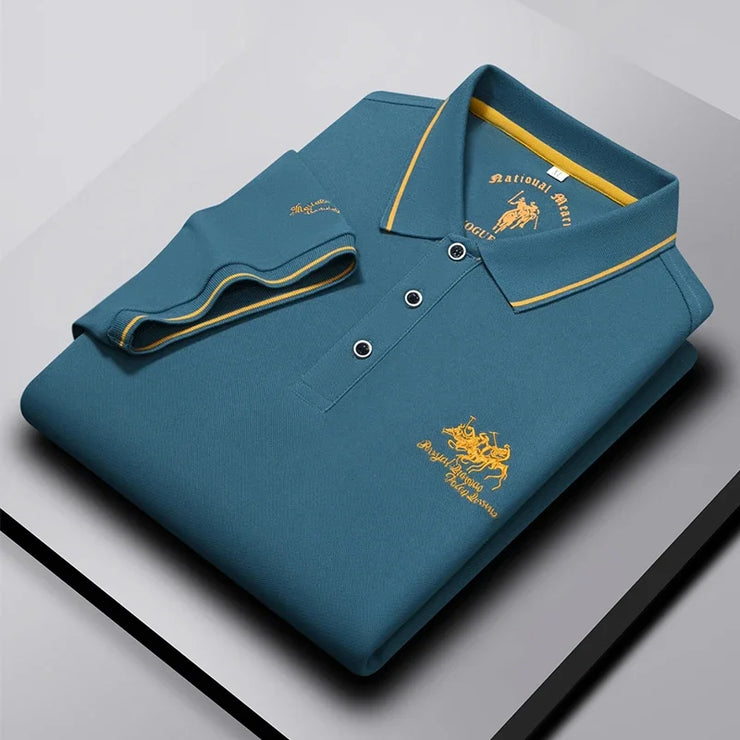 Men's Business Casual Short Sleeved Embroidered Polo Shirt