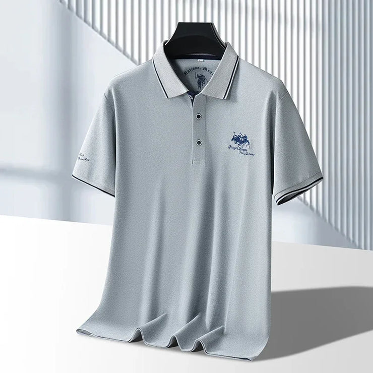 Men's Business Casual Short Sleeved Embroidered Polo Shirt