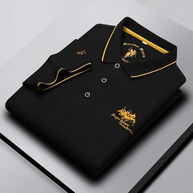 Men's Business Casual Short Sleeved Embroidered Polo Shirt
