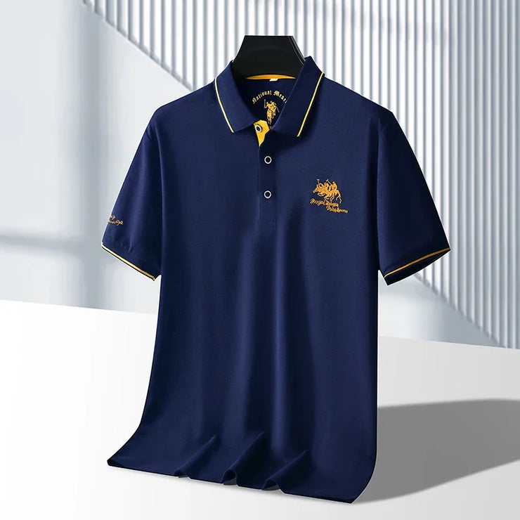 Men's Business Casual Short Sleeved Embroidered Polo Shirt