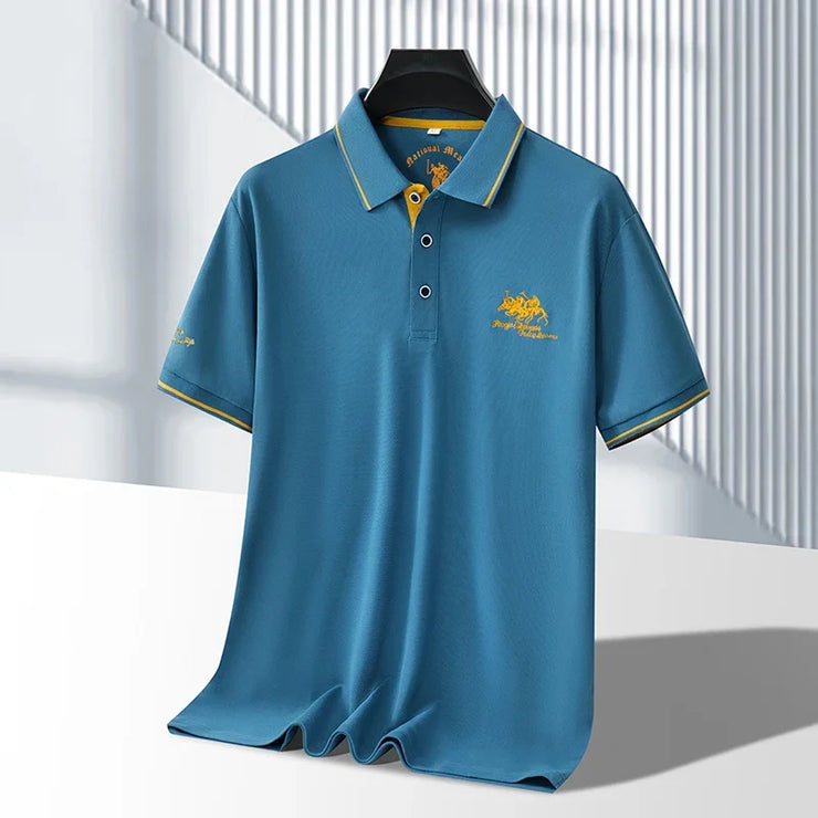 Men's Business Casual Short Sleeved Embroidered Polo Shirt