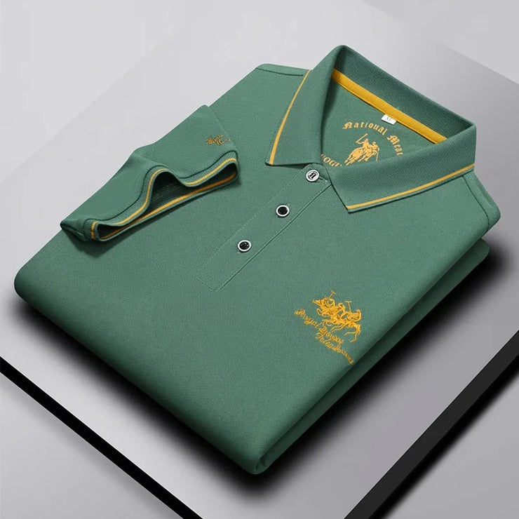 Men's Business Casual Short Sleeved Embroidered Polo Shirt