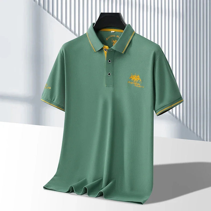 Men's Business Casual Short Sleeved Embroidered Polo Shirt