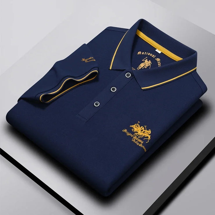 Men's Business Casual Short Sleeved Embroidered Polo Shirt