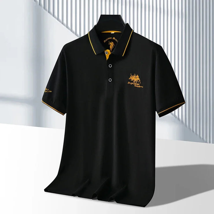 Men's Business Casual Short Sleeved Embroidered Polo Shirt