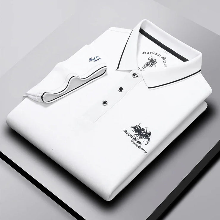 Men's Business Casual Short Sleeved Embroidered Polo Shirt