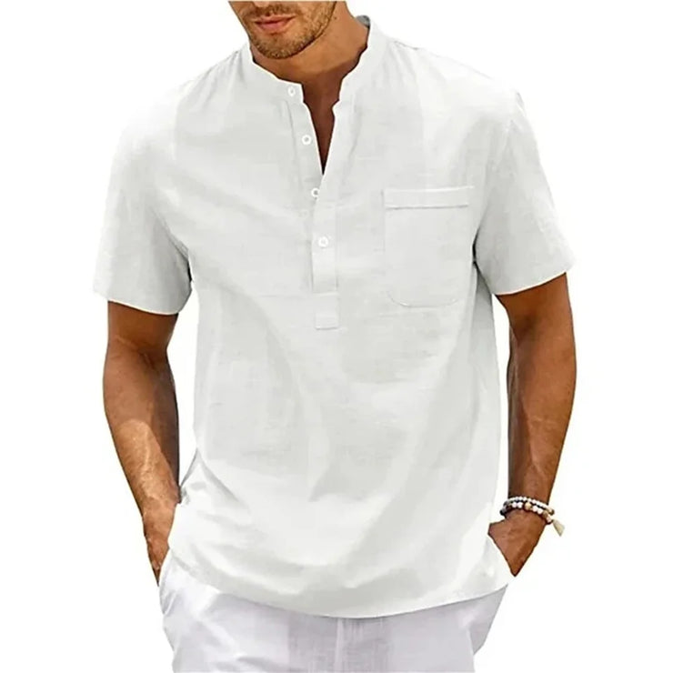 Henley Cotton Linen Shirt