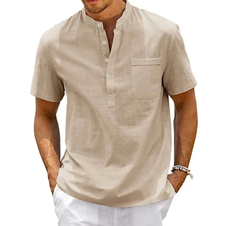 Henley Cotton Linen Shirt